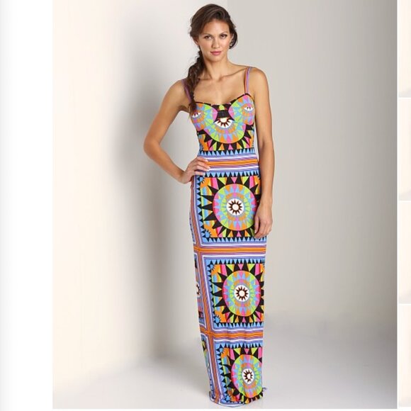 Mara Hoffman Bodycon XS Maxi Dress Long Cut Out Column Shakti Mosaic Sexy Print - Picture 14 of 16